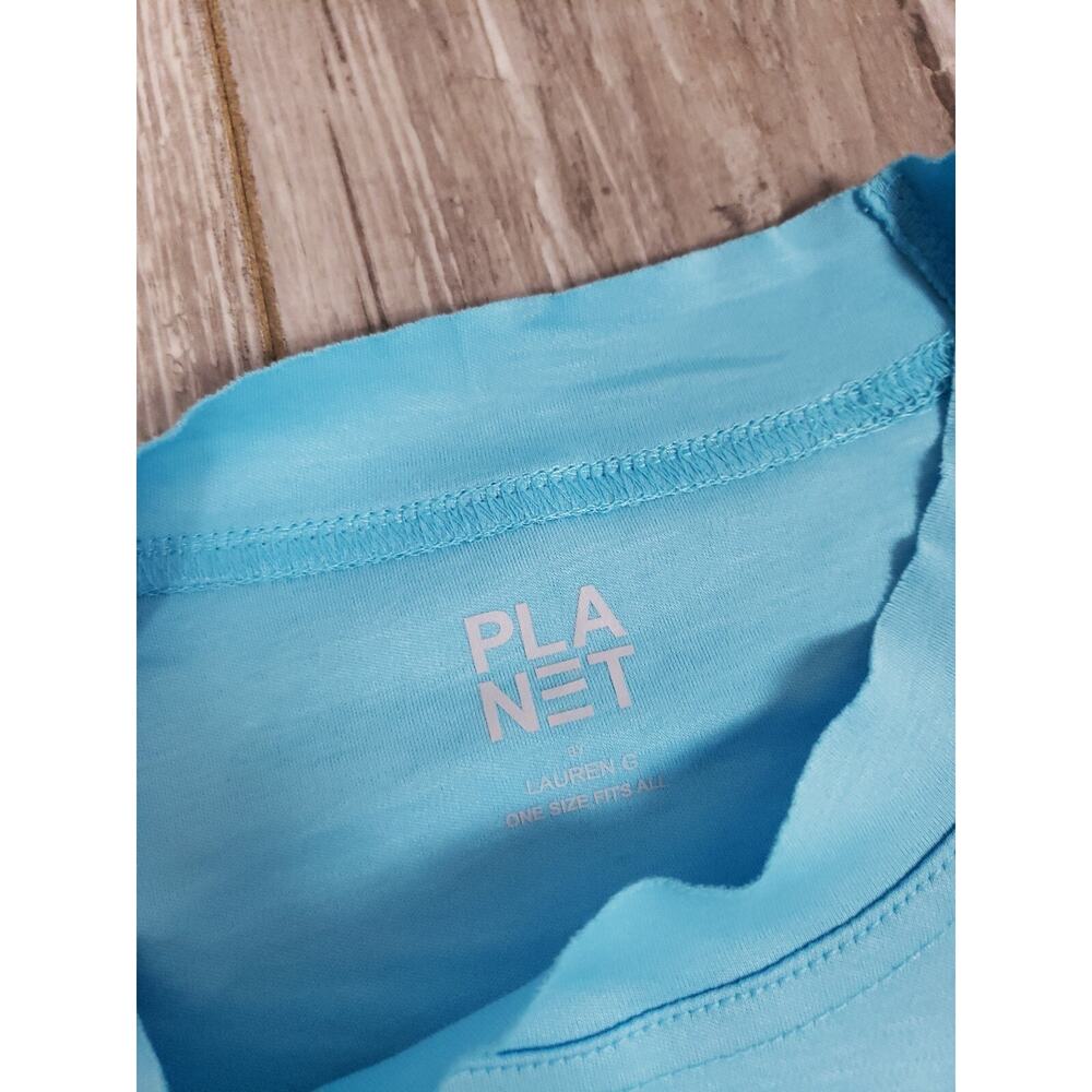 EUC Planet Jersey Short Sleeve Shirt light blue Lagenlook One Size 100% cotton - Picture 5 of 8